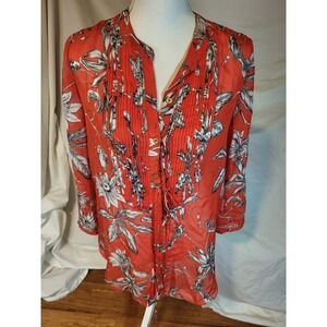 ANTHROPOLOGIE LIEFSDOTTIR Womens Blouse 100% Silk Pintuck Tunic Pleated  | 4